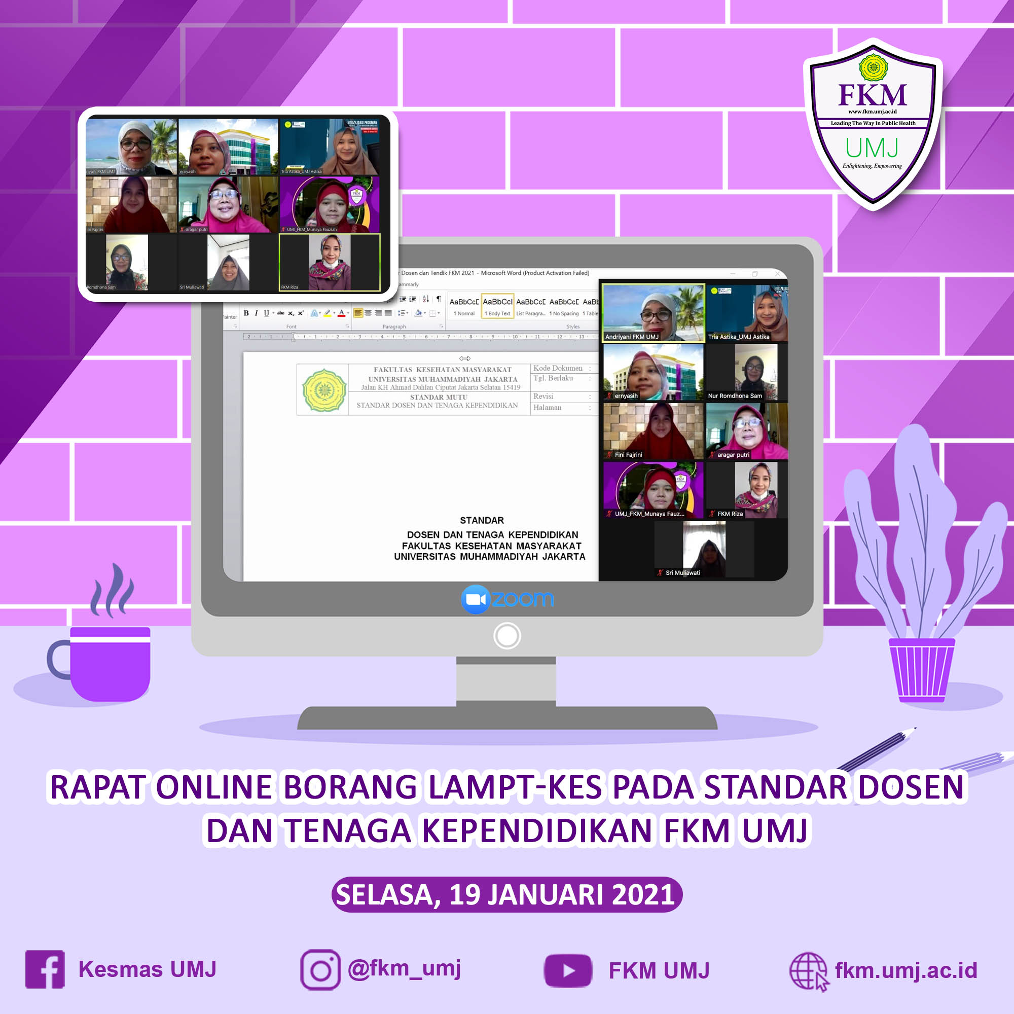 Rapat Online Borang Lampt-Kes pada Standar Standar Mutu Fakultas Kesehatan Masyarakat Universitas Muhammadiyah Jakarta
