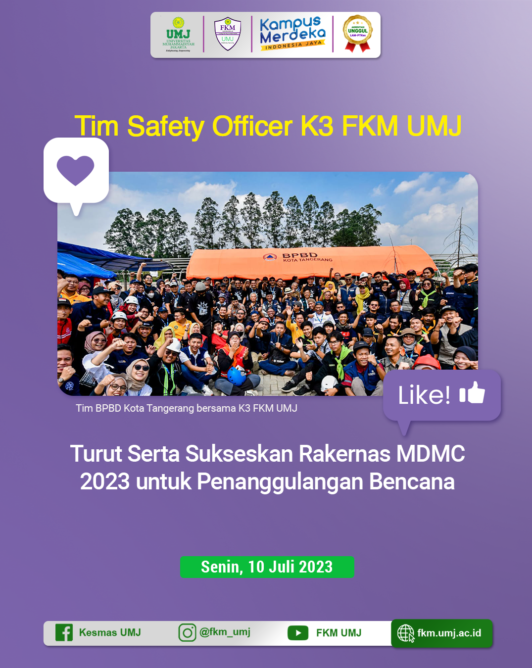 Tim Safety Officer K3 FKM UMJ Turut Serta Sukseskan Rakernas MDMC 2023 untuk Penanggulangan Bencana