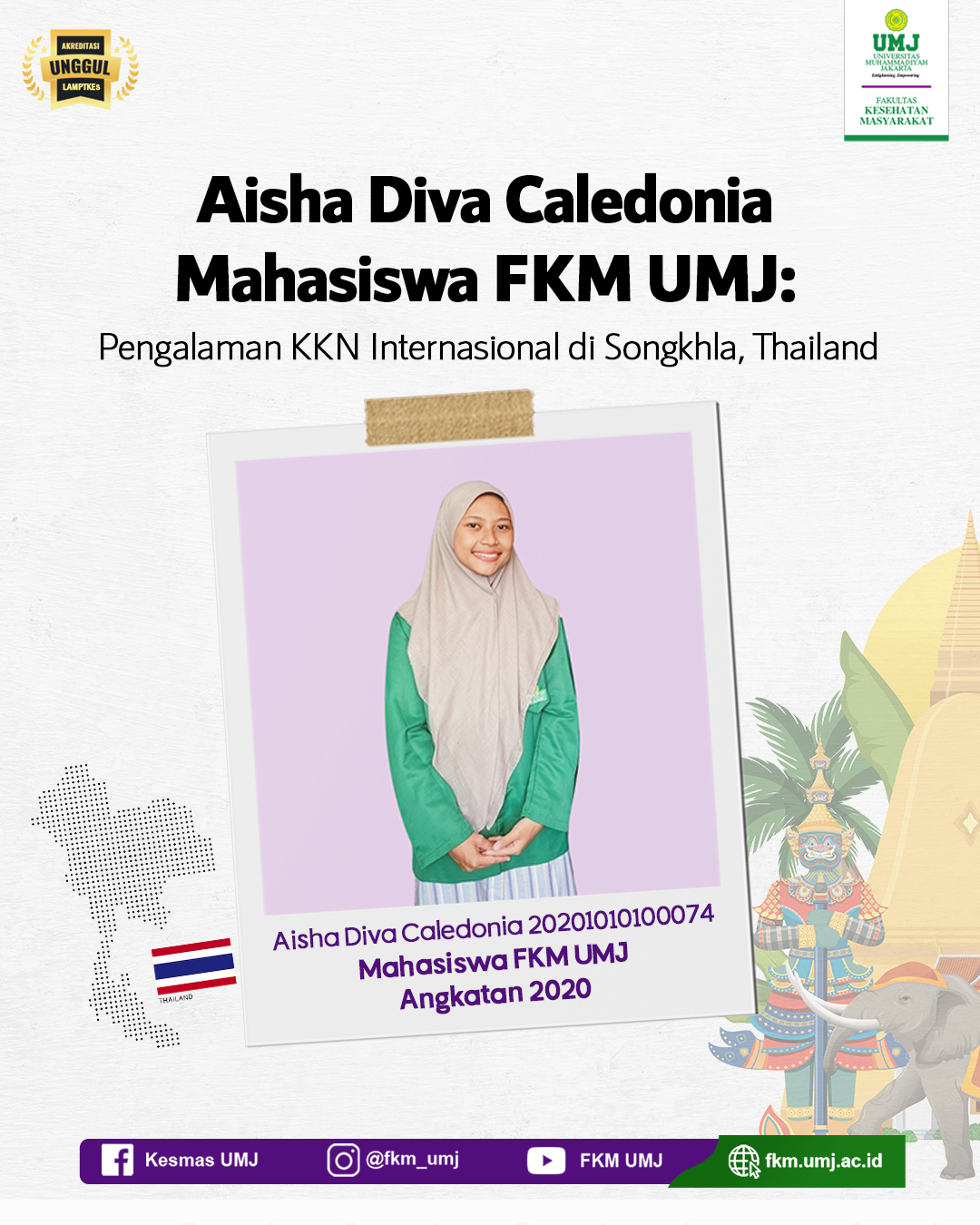Aisha Diva Caledonia Mahasiswa FKM UMJ: Pengalaman KKN Internasional di Songkhla, Thailand